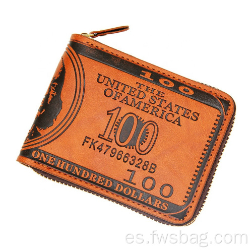 Fashion New Design US Dollar Impresión de tarjetas de presentación de tarjetas de negocios Mensor para hombre Slim Pu Cuero Purso para viajes